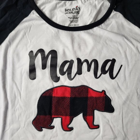 MAMA BEAR PJ BEDTIME WEAR BY HOLIDAY FAMJAMS SIZE LARGE WOMEN'S WEAR CUTE FAMILY - Picture 11 of 11